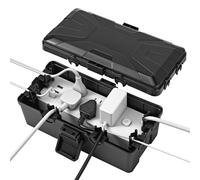 MumdoYAL IP54 Boite Cache Cable Multiprise Noir 26,1 x 15 x 9,4 cm, Boite Multiprise, Boite Etanche Electrique Exterieur, Protégez Vos Prises, Fiches, Minuteurs Et Guirlandes De Noël