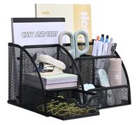 MumdoYAL Organisateur de bureau en maille métallique avec tiroir et porte-stylos