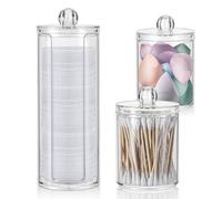 MumdoYAL Organiseur de maquillage 3 Stk,Organisateur de salle de bain,Porte-disques démaquillants avec couvercle,récipient pour bâtons de coton,pour commode, salle de bain, chambre à coucher