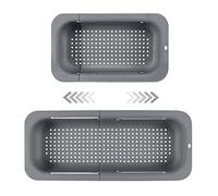 MumdoYAL Passoire d'évier Extensible - Matériau PP Alimentaire - Trous de Drainage efficaces - Porte-séchage Rapide pour Vaisselle - Facile à Nettoyer et Durable. (Gris foncé)