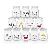 MumdoYAL Pots de yaourt avec couvercle - Contenants en verre pour pudding et yaourt, ensemble de 12 pièces (150ml*12)