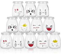 MumdoYAL Pots de yaourt avec couvercle - Contenants en verre pour pudding et yaourt, ensemble de 12 pièces (100ml*12)