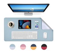 MumdoYAL sous-Main, Tapis de Souris, Tapis de Bureau, sous-Main imperméable en PU, 80 x 40 cm, idéal pour Le Bureau ou la Maison, réversible (Argent/Bleu Ciel)