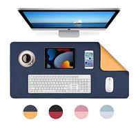 MumdoYAL sous-Main, Tapis de Souris, Tapis de Bureau, sous-Main imperméable en PU, 80 x 40 cm, idéal pour Le Bureau ou la Maison, réversible (Jaune/Bleu foncé)