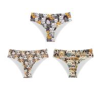 Mumeson Culotte invisible invisible pour femme Imprimé animal Bikini Hipster Culotte pour enterrement de vie de jeune fille, Chat de dessin animé., X-Large