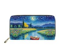 Mumeson Portefeuille de voyage style bohème pour femme, Blossom Lake Moon Peinture étoilée, taille unique