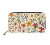 Mumeson Portefeuille durable pour pièces de monnaie, trousse de maquillage portable avec sangle, motif floral rétro, taille M