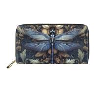 Mumeson Portefeuille long à motif hipster pour femme avec fermeture éclair en cuir synthétique, dragonfly, taille unique