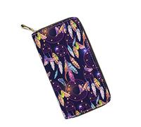 Mumeson Portefeuille long style bohème aztèque hippie pour femme avec fermeture éclair en cuir synthétique Violet Dream Cather, violet, Portefeuille RFID