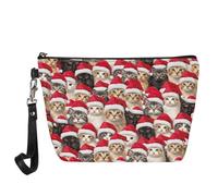 Mumeson Portefeuille pour téléphone portable, motif chat de Noël, sac à main, sac de maquillage, sac à clés, pour femmes et filles