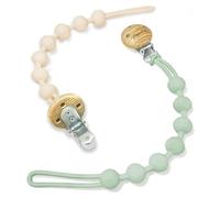 MumEZ Lot de 2 attache tetine en silicone de qualité supérieure pour garçons et filles, sans BPA, faciles pour les parents (blanc crème + violet) (abricot + sauge)