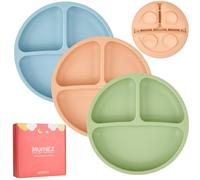 MumEZ Lot de 3 assiette ventouse pour bébé - Antidérapantes assiette bebe - Pour les tout-petits et l'auto-alimentation - Sans BPA - Passe au lave-vaisselle et au micro-ondes