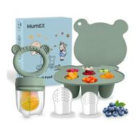 MumEZ Tetine Grignoteuse Bébé, Set de Mangeoire Pratique pour Bébé, Plateaux de Congélation pour Aliments Bébé Inclus, Tetine Fruits bebe Sans BPA, Tetines pour Enfants de 3 à 24 Mois (Vert)