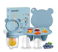 MumEZ Tetine Grignoteuse Bebe, Set de Mangeoire Pratique pour Bébé, Plateaux de Congélation pour Aliments Bébé Inclus, Tetine Fruits bebe Sans BPA, Tetines pour Enfants de 3 à 24 Mois (Bleu)