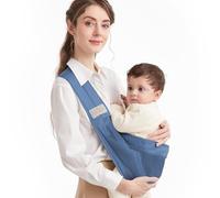 Mumgaroo Écharpe de Portage, Porte Bébé, Naissance Confortable en Coton Pour Nouveau-né Jusqu'à 15 kg, Design respirant et élargi pour plus de confort, pour Bebe de 0 à 36 mois, Bleu