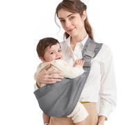 Mumgaroo Écharpe de Portage, Porte Bébé, Naissance Confortable en Coton Pour Nouveau-né Jusqu'à 15 kg, Design respirant et élargi pour plus de confort, pour Bebe de 0 à 36 mois (Gris)