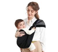 Mumgaroo Écharpe de transport réglable à l'avant et à l'arrière pour tout-petits, écharpe de transport respirante avec bretelles épaisses pour nouveau-né, nourrisson, tout-petit de 0 à 36 mois (noir)