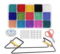 MUMIAO Kit de métier à tisser avec perles | Métiers à tisser pour bijoux et perles, kit de métier à tisser à perles réglables avec perles - Métier à tisser durable pour bijoux
