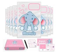 Mumi's Sachets bébé hôpital avec éléphant, 8 sachets 38 x 25 pour changes et accessoires avec étiquettes de carte mémoire et marqueur inclus Idée cadeau pour les nouvelles mamans (rose)