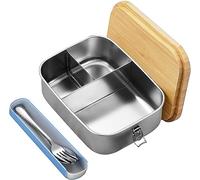 mumisuto 1200ml BoîTe à Bento En Acier Inoxydable, Lunch Box Inox Avec 3 Compartiment Et Couverts, BoîTe à Lunch En Portable Box Durable, Pour Bureau, Voyage, Camping