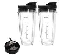 mumisuto 2 PièCes Cup Gobelet De Remplacement Pour Ninja, 24Oz Tasses De Remplacement Avec Lame De MéLangeur à 7 Ailerons Et Couvercle Pour Blender Mixeur, PièCes De Rechange Pour Blenders