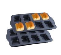 mumisuto 2 PièCes Moule à Pain AntiadhéSif En Acier Au Carbone, Moule à Cake à 8 Compartiments, Mini Baguette Plaque à PâTisserie, Adapté à La Cuisson Du Pain, Des Desserts Et Des GâTeaux