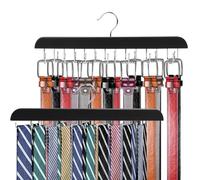 mumisuto 2 Pièces Porte Cravate en Bois, Porte Ceinture pour Placard, Cintres en Bois pour Cravates et Ceintures, Rangement Ceinture Rotatif à 360 Degrés pour Cravates, Écharpe, Accessoires