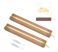 mumisuto 2 Pièces Socles Lumineux LED en Bois, 30cm Base de Présentation Rectangulaire en Bois avec Interrupteur USB, Support LED pour Cristal, Plaque Acrylique, Verre, Résine(Lumière Chaude)