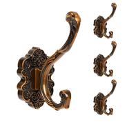 mumisuto 4 PCS Patère Porte Manteau,Mural Crochet Métal Copper Muraux Lourd Métal crochet Double,Crochet de Manteau Rétro pour Suspendre des Vêtements Vestes Peignoirs Serviettes Chapeaux Clés Sacs