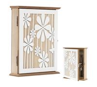mumisuto Armoire à CléS Murale en Bois,Decorative boîte de Rangement avec 6 Crochets à clés,Boite a Cle avec Motif GéOméTrique,Style Vintage Minimaliste,pour Les EntréEs, Les Couloirs Et Les Bureaux