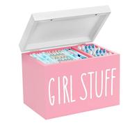 mumisuto BoîTe De Rangement Pour Serviettes HygiéNiques, BoîTe De Rangement En Bois Avec Couvercle, Porte-Tampon Distributeur De Organisateur De Tampon Conteneur D'Articles De Salle De Bain (Rose)