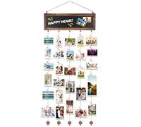 mumisuto Cadre Photo Mural Pêle Mêle Photos, Cadre photo Collage avec 30 petites pinces en bois, pour accrocher photos images cartes postales de l'art, Décoration Maison Cadeau Mariage Anniversaire
