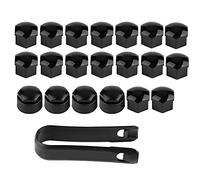 mumisuto Capuchon D'écrou de Roue, 20Pcs Boulon Ecrou Couvre Couvercle Hexagonal de Protection de Jante Antipoussière 17 mm avec Outil Demontage Décoration de Voiture (Noir)