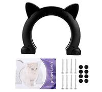 mumisuto Chatiere pour Chat, Porte IntéRieure pour Chiens en Plastique, Conception sans BarrièRe IntéRieure en Forme De TêTe De Chat Porte De Passage(8,9 X 10,4 X 2,2 Pouces)(Noir)