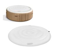 mumisuto Couvercle de Bain à Remous, PVC Couverture De Spa Gonflable, Protection & Conservation de la Chaleur, Couverture Whirlpool Durable pour Intérieur & Extérieur (Rond, 140cm)