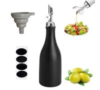 mumisuto Distributeur D'huile D'olive en Céramique, 300ML Bouteille Huile Olive avec Bec Verseur/Entonnoir, Distributeur Huile d’Olive/Vinaigre/Sauce de Soja Outil pour Barbecue/Cuisson/Salade (Noir)
