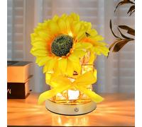 mumisuto Lampe De Table En Cristal De Tournesol, 3 Couleurs, Intensité Variable, Chargement Usb Sans Fil, Lampe Tournesol, Table Led Simulation Fleur, Cadeau Pour Femme Maman MèRe Grand-MèRe