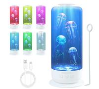 mumisuto Lampe Meduse, 7 Couleurs LED Mood Lampe Méduse avec Haut-Parleur Bluetooth, LED Aquarium Méduse Lumière D'ambiance Nuit Lumière pour Chambre des Enfants Maison Bureau (Blanc)
