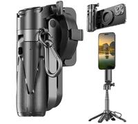 mumisuto Magnétique Perche à Selfie Bluetooth, 3 en 1 Mini Trépied Extensible, Support Magsafe iphone 12/13/14/15 Pro Max Mini, 360°Rotation, Pied Pliable à 3 Axes, Aimant Puissant (Noir)