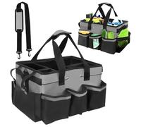 mumisuto Panier De Nettoyage Avec PoignéE Et SéParateur, Organiseur De Nettoyage Multi-Poches, Grand Organiseur De Fournitures De Nettoyage, Polyvalent Sac à Outils Pour Maison Jardin (Gris)