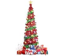 mumisuto Sapin De NoëL Artificiel 150cm, PVC Arbre De Noel avec Lumineux 50 LED, Sapin Artificiel éClairé, Arbre De NoëL pour DéCoration Maison/Bureau/Magasin (Modèle de Sequins)