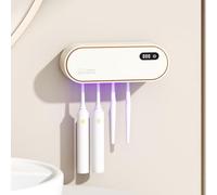 mumisuto UV Sanitizer Porte Brosse à Dents Mural sans Perçage avec Fonction Séchage & Minuterie, 1800mAh Rechargeable Support Brosse a Dent, 4 Fentes Salle de Bain Accessoire (Blanc)