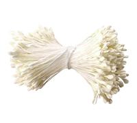 Mumjooyi 350Pcs Étamines de Fleurs en Nettoyant pour Pipes Étamines de Fleurs Artificielles Étamines pour Fleurs Pistil à Double Tête 3mm pour l'Artisanat Bouquet de Tulipes (Blanc Crème)