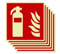 Mumjooyi 6 pièces Panneau Extincteur PVC autocollant Panneaux de Sécurité Luminescence 14.5 x 14.5 cm Extincteurs incendie, Sécurité incendie (6 Stück, Panneau Extincteur)