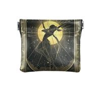 Mummy Ancient Tomb Porte-cartes en cuir PU pour femme, Archer Tarot Noir, 1 size, Moderne