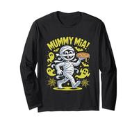Mummy Mia Funny Halloween Pizza Humour Manche Longue