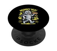 Mummy Mia Funny Halloween Pizza Humour PopSockets PopGrip Adhésif