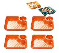 MUMQAQ Assiettes à collation carrées en plastique avec plat à sauce, frites réutilisables pour raviolis, tacos, apéritifs, fruits et charcuterie, fête et repas quotidiens