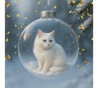 MUMQAQ Collection d'ornements de Noël en verre en forme de chat mignon, boule de Noël, décoration d'animaux 3D vivants, pour les amateurs de chats, pièce maîtresse de fête, décoration d'intérieur