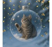 MUMQAQ Collection d'ornements de Noël en verre en forme de chat mignon, boule de Noël, décoration d'animaux 3D vivants, pour les amateurs de chats, pièce maîtresse de fête, décoration d'intérieur